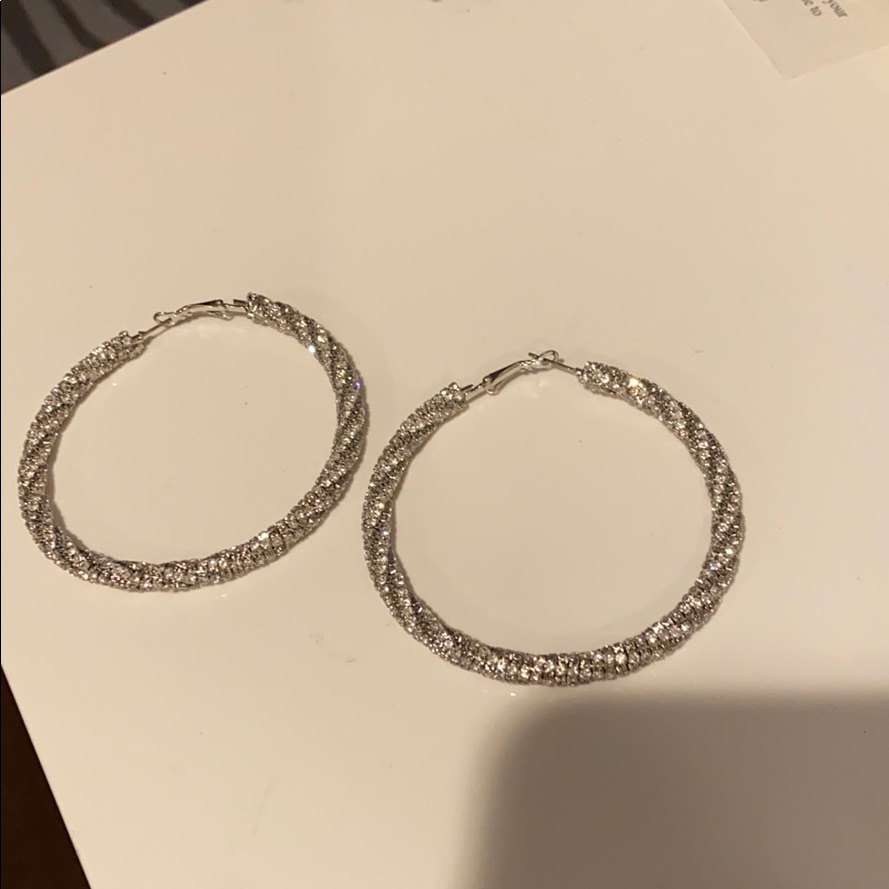 Free Press FNwot 60mm Glitter Hoop Earrings 10$